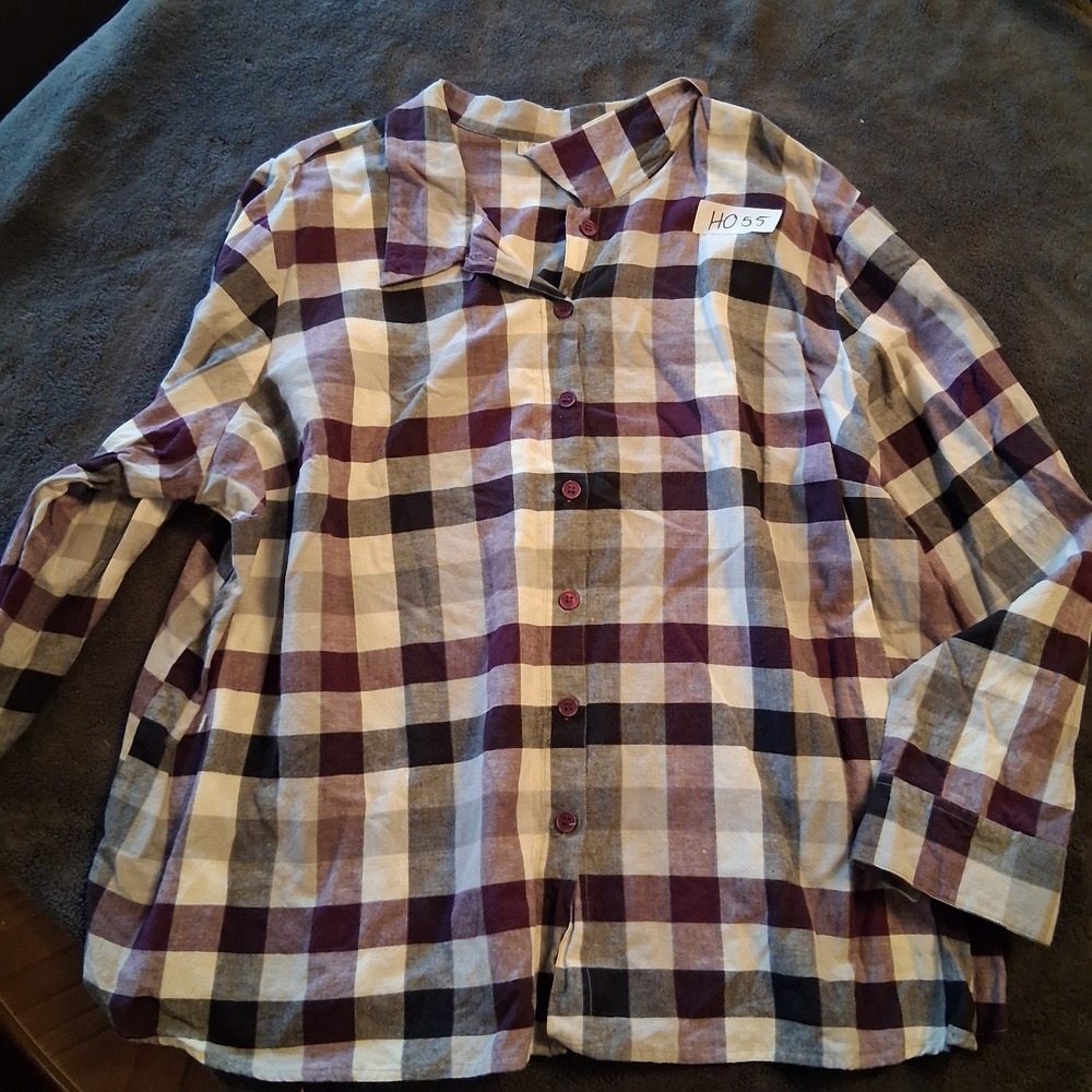 Club Z Collection Shirt Womens Purple Plaid Size 26 28 Cotton Button Down Plus